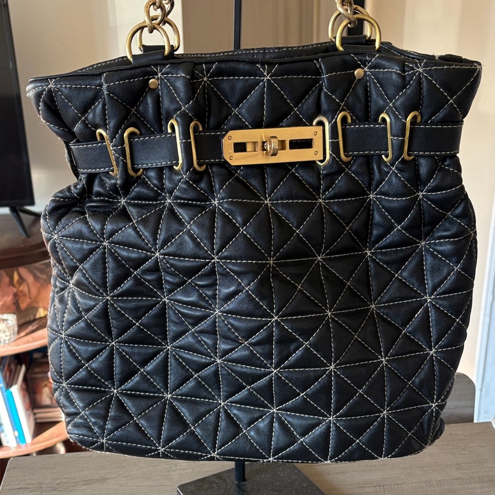 Paradox Black Quilted Tote Bag